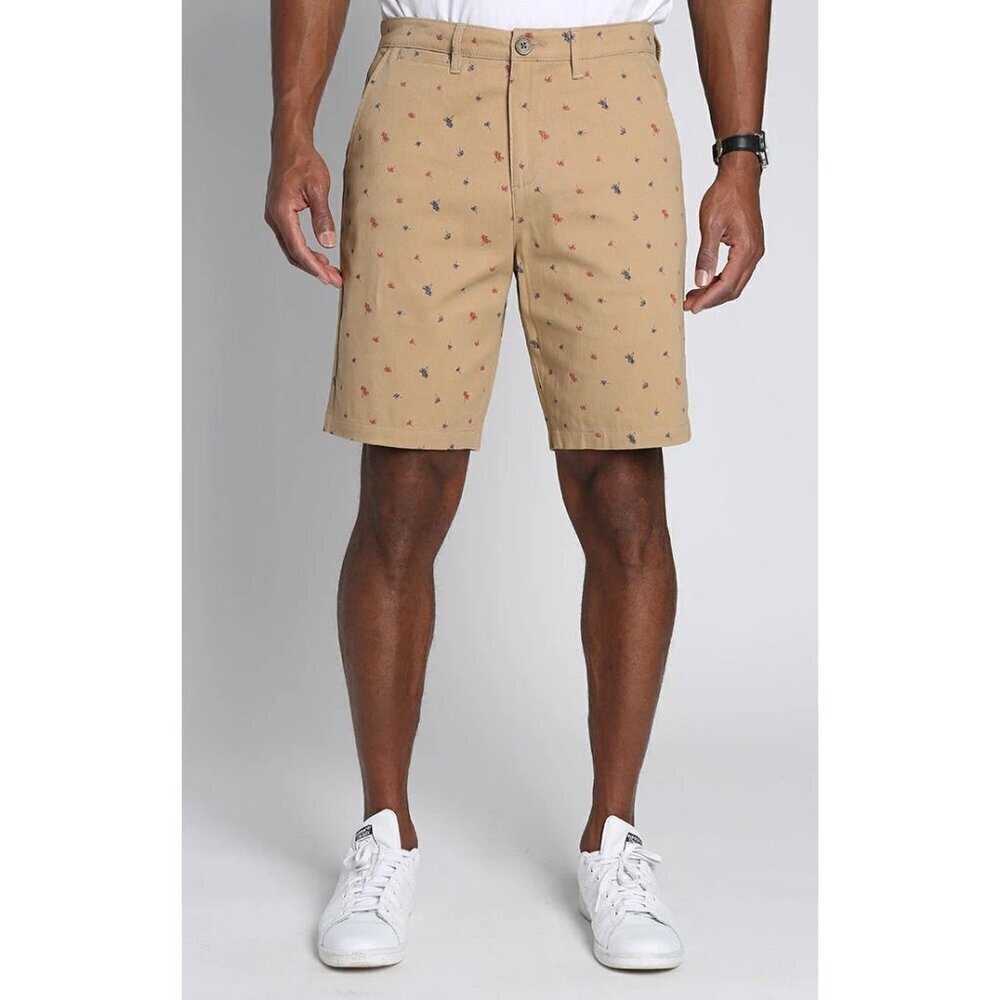 Jachs New York Men's Printed Stretch Bleecker Short Dark Khaki Size 33 NWT
